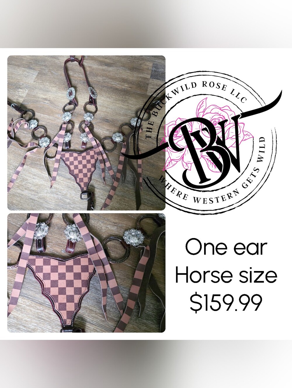 Western Checkered Breast Collar - Tan/Brown